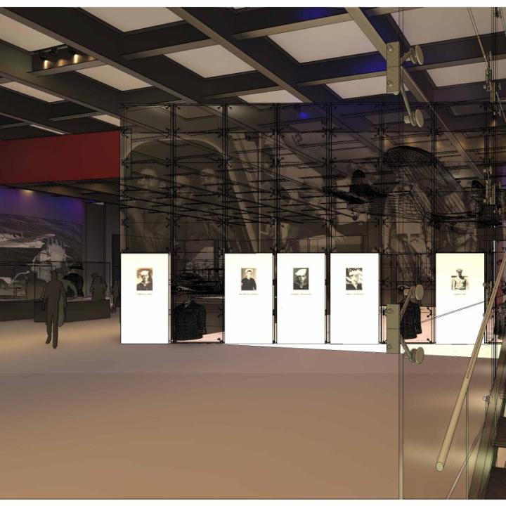 Generated image of the future of the hangar bay aboard the USS Yorktown at Patriots Point