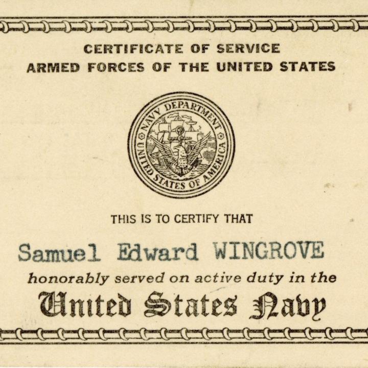 Primary Image of 1946-1952 Certificate of Service for Samuel Wingrove