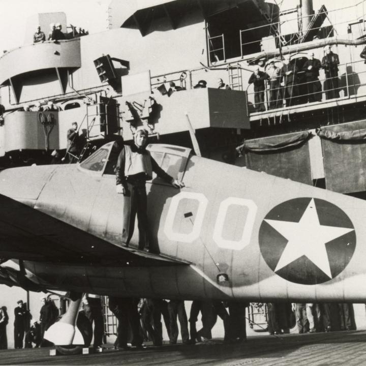 Primary Image of James H. Flatley Jr. with His Hellcat