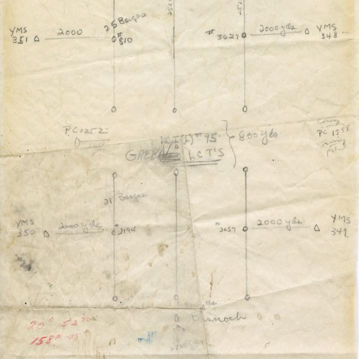 Primary Image of A Hand-Drawn Sketch of the USS Laffey (DD-724)'s Plans for D-Day
