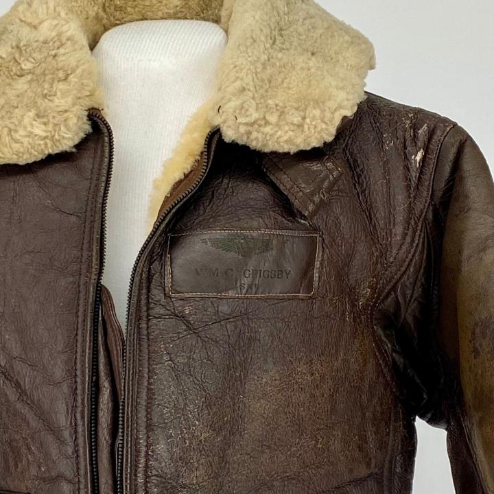 Primary Image of Navy Leather Winter Flight Suit Jacket