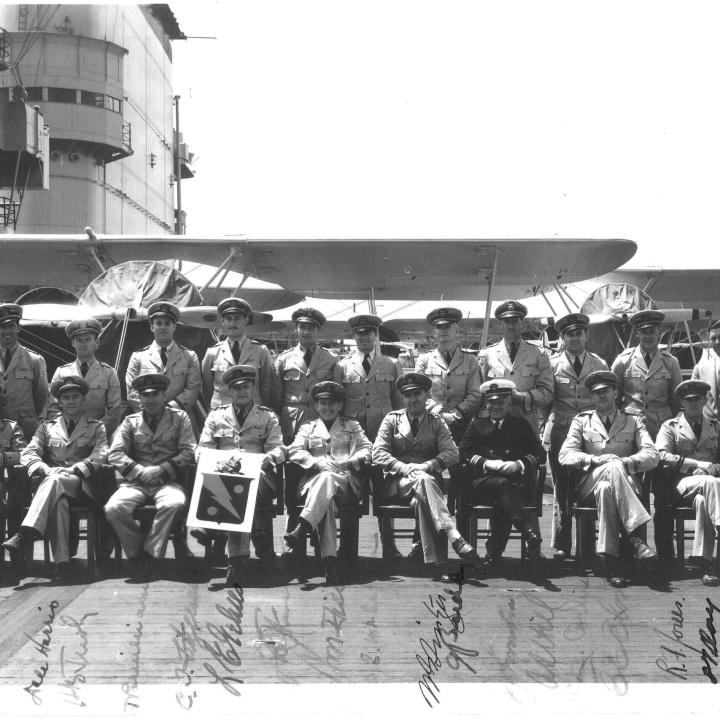 Primary Image of Fighting Squadron Five on the Flightdeck of an Unidentified Aircraft Carrier