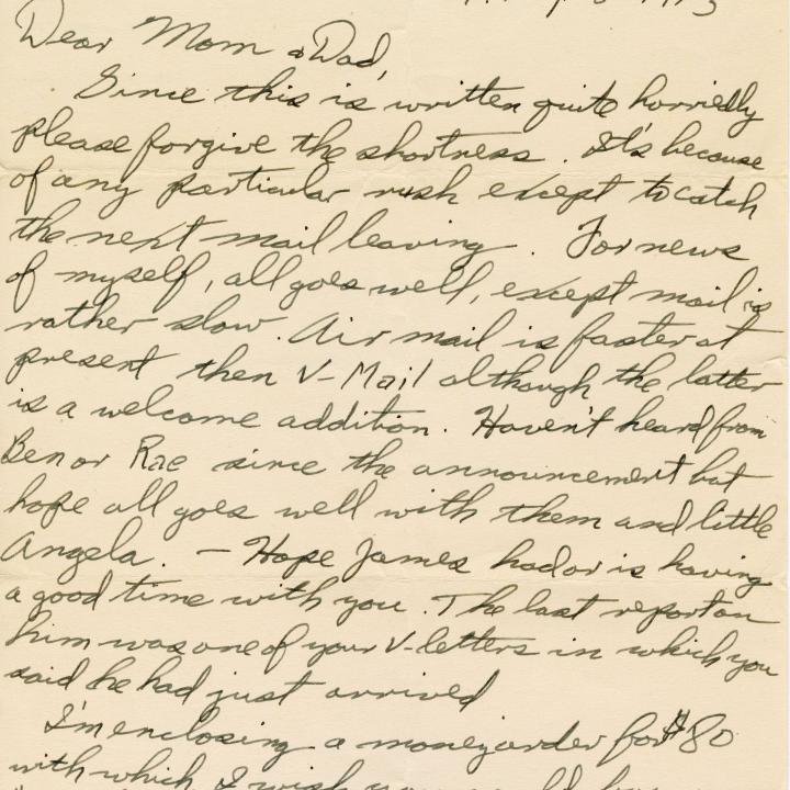 Primary Image of Letter From Elisha "Smokey" Stover to his Parents Dated August 18, 1943