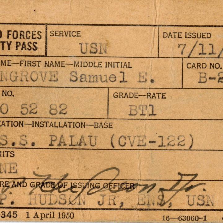 Primary Image of 1951 Liberty Pass for Samuel Wingrove