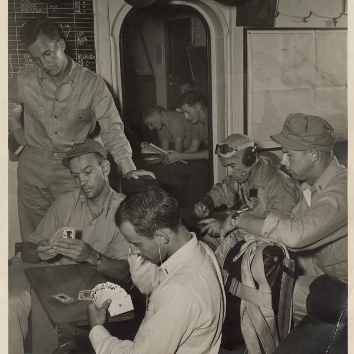 Primary Image of Joseph Kristufek Relaxing in a Ready Room