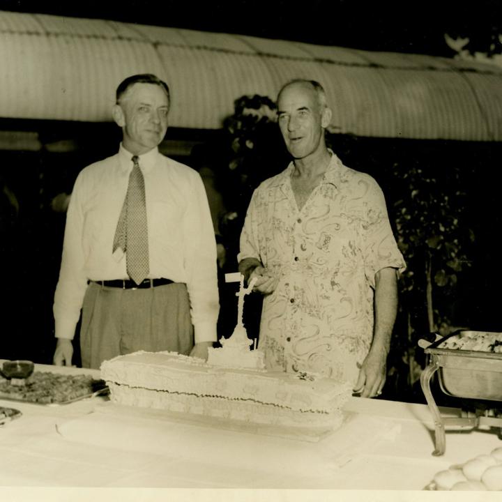 Primary Image of Captain Arnold McKechnie Tries His Farewell Party Cake