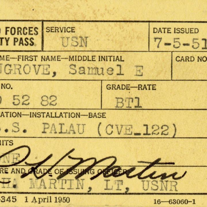 Primary Image of 1951 Liberty Pass for Samuel Wingrove