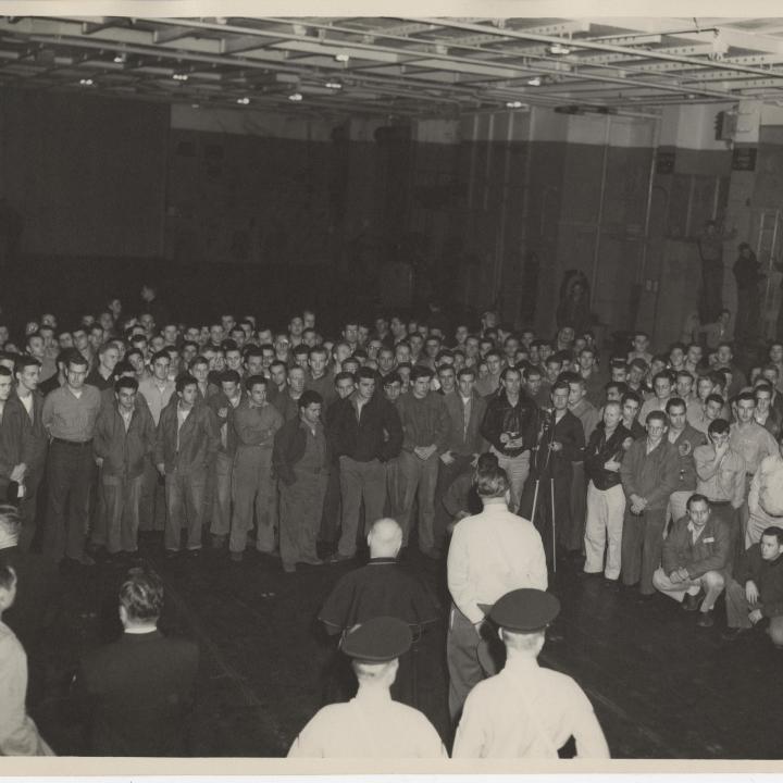 Primary Image of Cardinal Francis Spellman Addressing the Crew