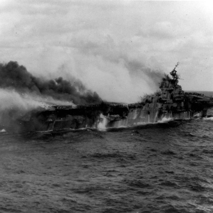 Primary Image of The USS Franklin (CV-13) Battles Fires at Sea