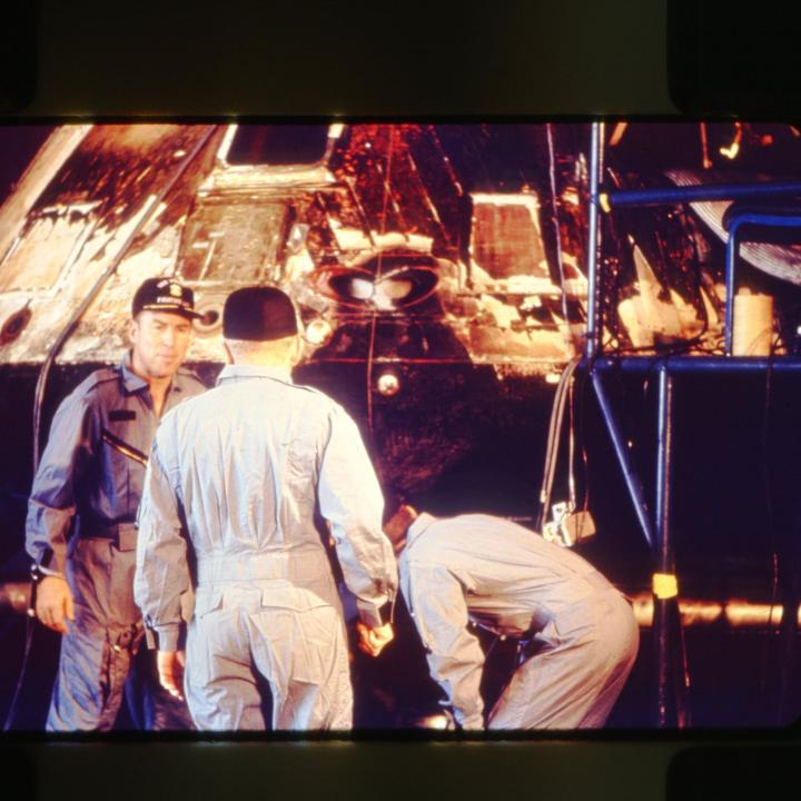Primary Image of The Apollo 8 Astronauts Inspect Their Capsule