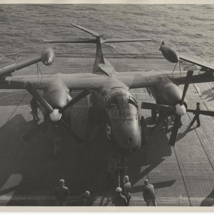 Primary Image of Overhead View of an AJ (A-2) Savage on the Flight Deck of the USS Yorktown (CVA-10)