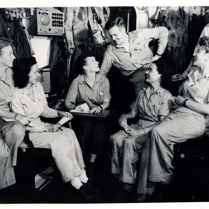 Primary Image of Red Cross Nurses in the Ready Room of the USS Yorktown