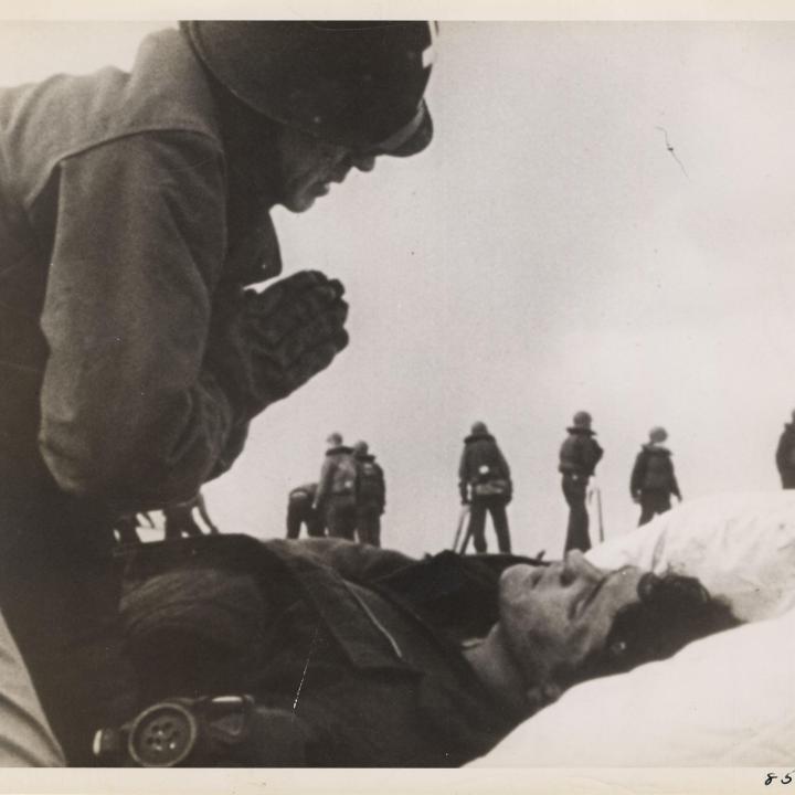 Primary Image of Father Joseph O'Callahan Administers Last Rites on USS Franklin (CV-13)