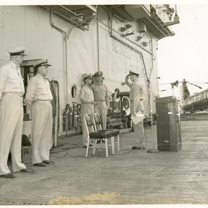 Primary Image of Captain Gerald Huff Relieving Arnold McKechnie