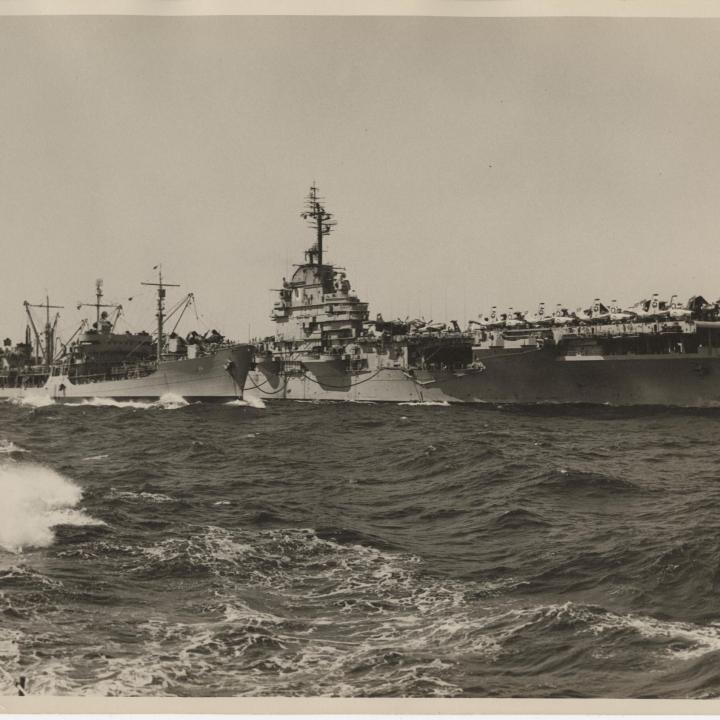 Primary Image of USS Yorktown (CVA-10) Receives Supplies While in the China Sea
