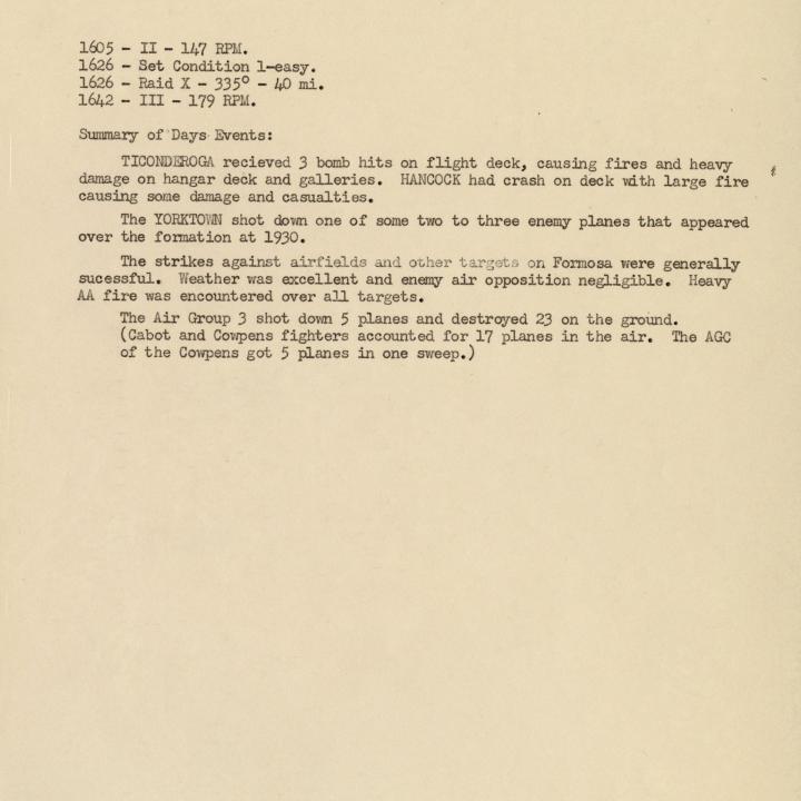 Primary Image of USS Yorktown (CV-10) After Action Report for January 21, 1945