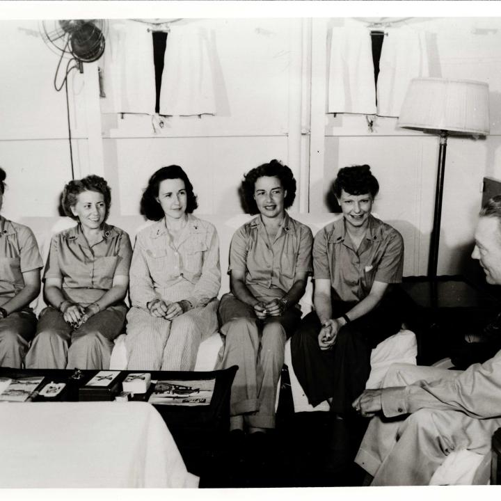 Primary Image of Nurses in the Admiral's Cabin of the USS Yorktown