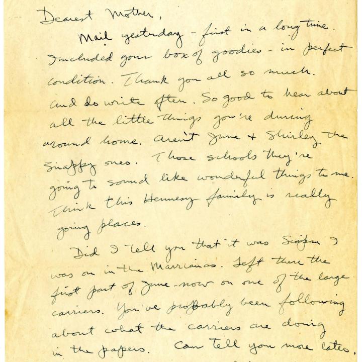 Primary Image of Letter from Lt. Gerald Hennesy to His Mother Dated July 25, 1945