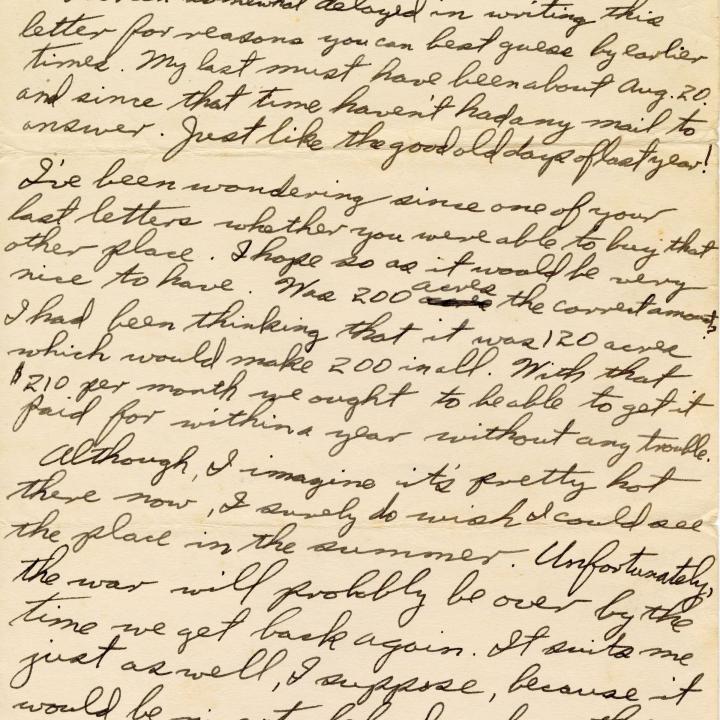 Primary Image of Letter From Elisha "Smokey" Stover to his Parents Dated September 6, 1943