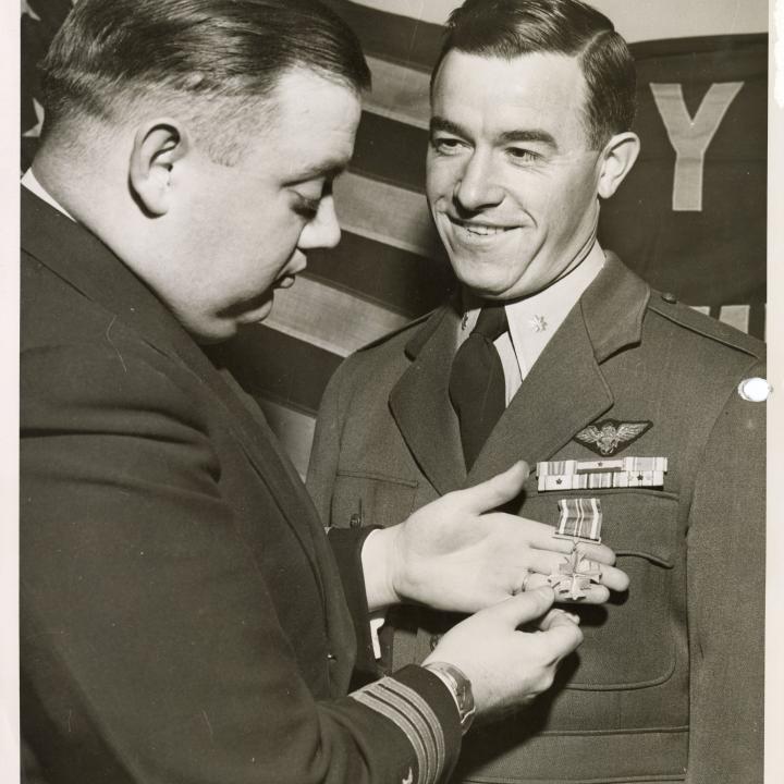 Primary Image of Joseph Kristufek Receiving Distinguished Flying Cross and Four Clusters