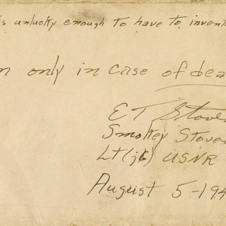 Primary Image of Elisha "Smokey" Stover's "Open in Case of Death" Letter Dated August 5, 1942