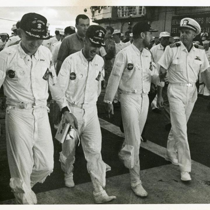 Primary Image of The Apollo 8 Astronauts Walk the Flightdeck