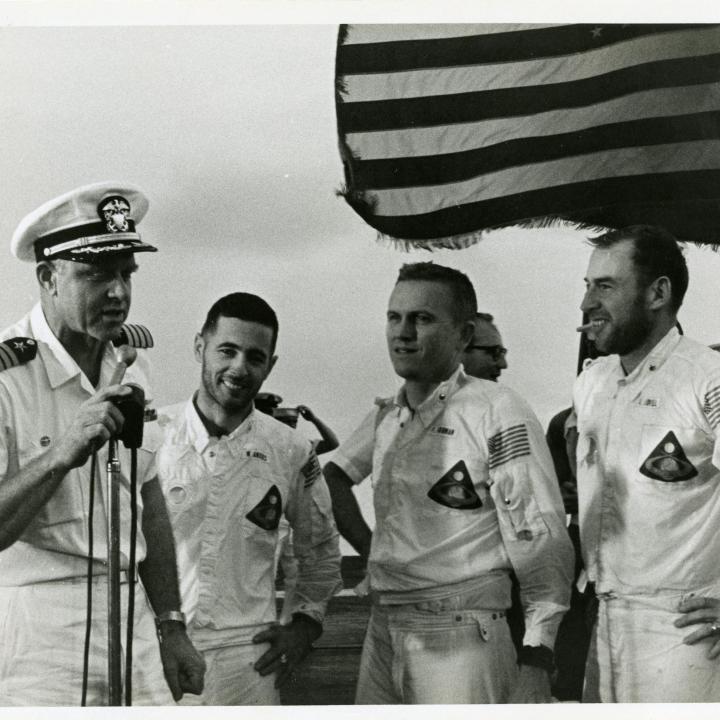 Primary Image of Captain John Fifield Welcomes the Apollo 8 Crewmen Aboard The USS Yorktown (CVS-10)