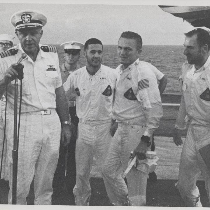 Primary Image of Captain John Fifield Addresses The Yorktown's Crew Following the Recovery of Apollo 8