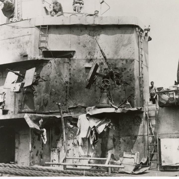 Primary Image of Damage seen from the USS Laffey's (DD-724) Starboard Side