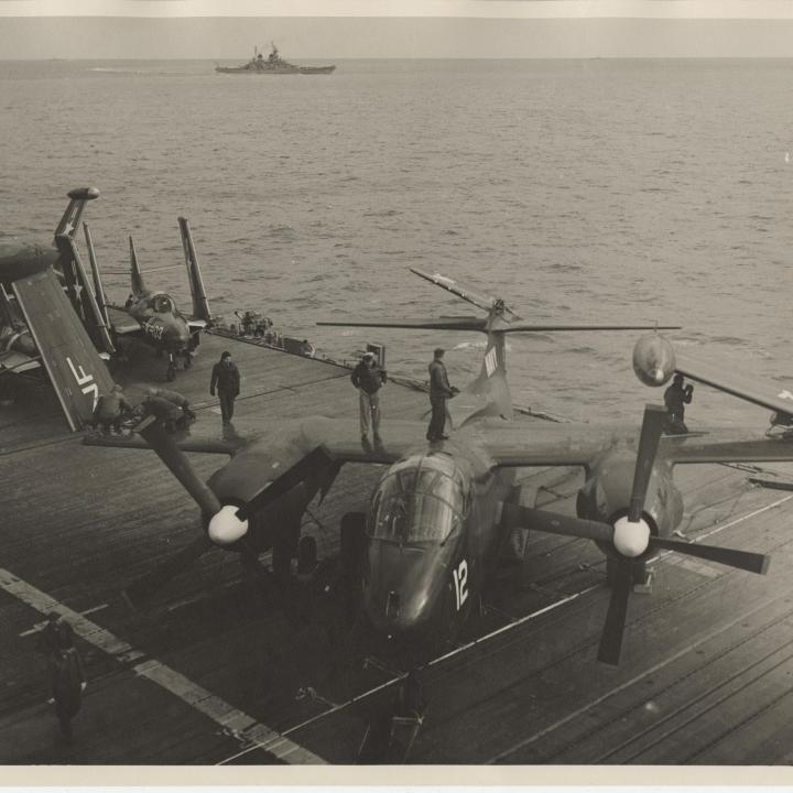Primary Image of AJ (A-2) Savage on the Flight Deck of the USS Yorktown (CVA-10)