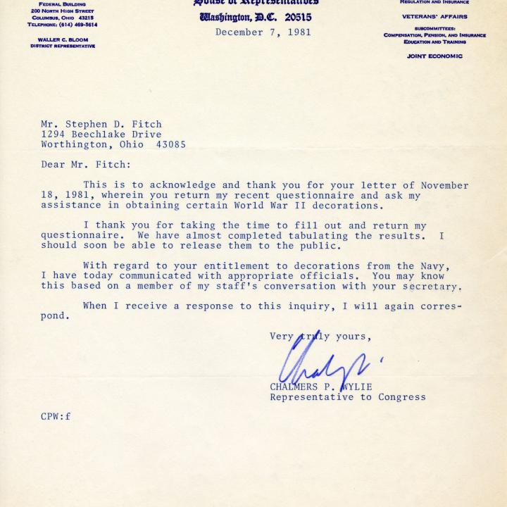 Primary Image of Letter from US House of Representatives