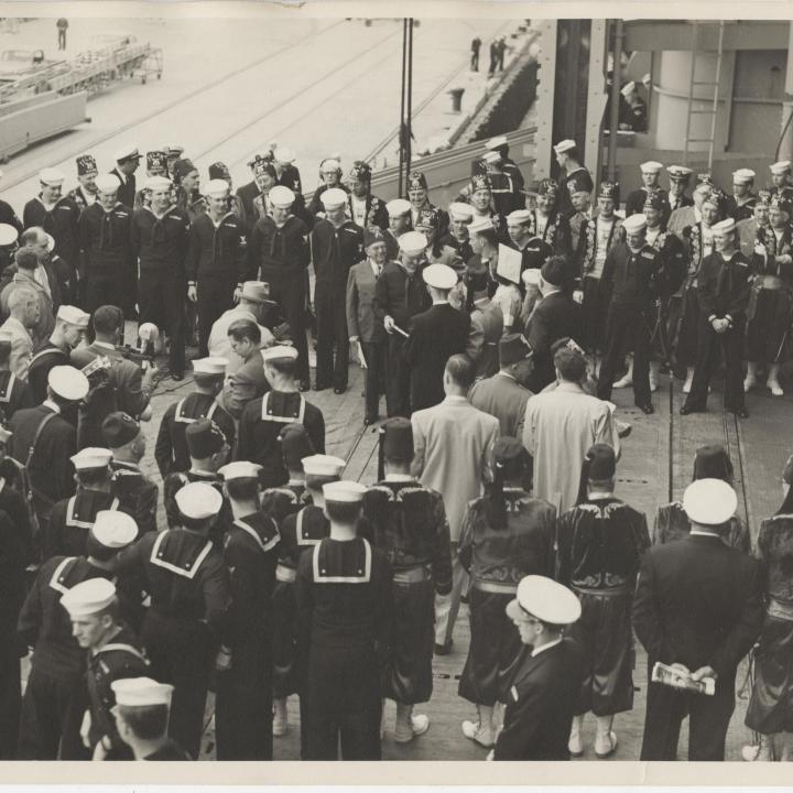 Primary Image of West Coast Shriners Come Onboard the USS Yorktown (CVA-10)