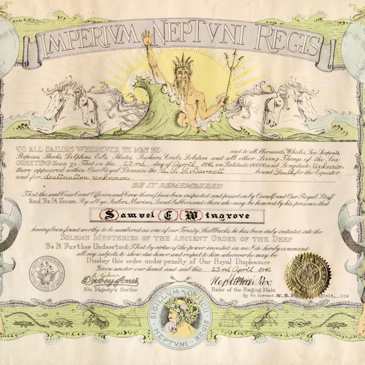 Primary Image of The Order of the Deep Certificate for Samuel Wingrove
