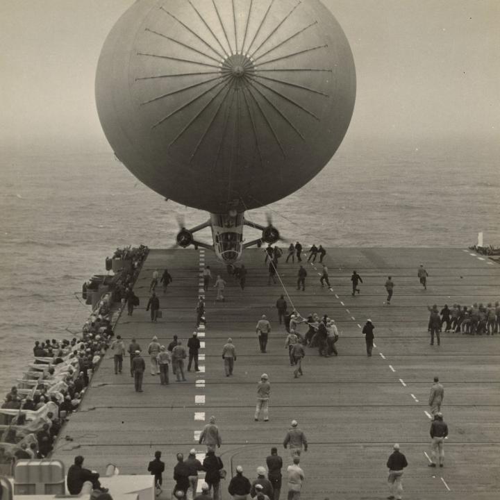 Primary Image of Blimp Landing on the Flightdeck