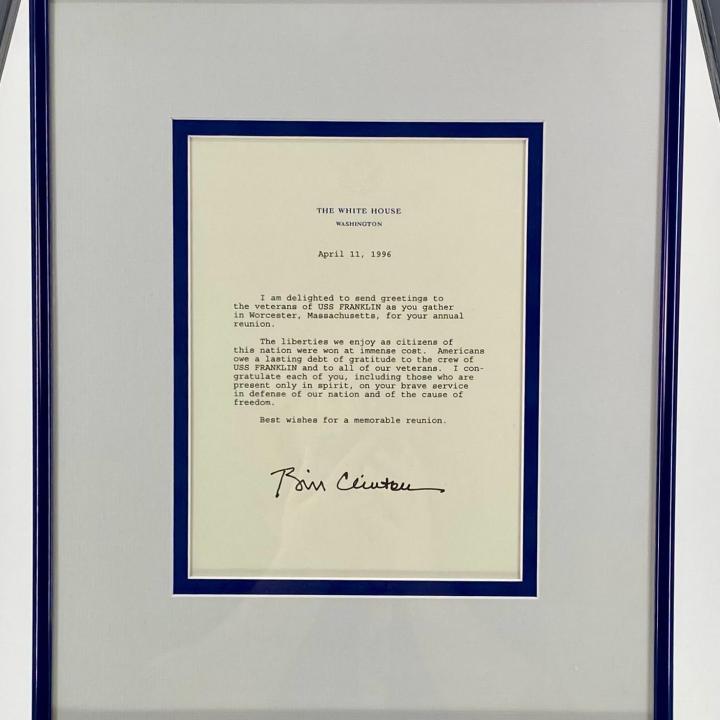 Primary Image of President Bill Clinton's Letter to USS Franklin (CV-13) Veterans