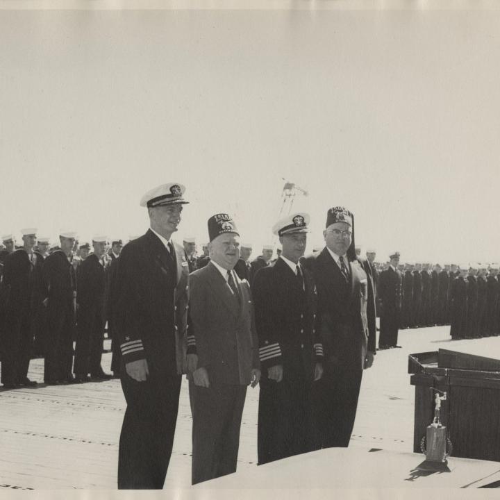 Primary Image of The USS Yorktown (CVA-10) is Presented a Trophy