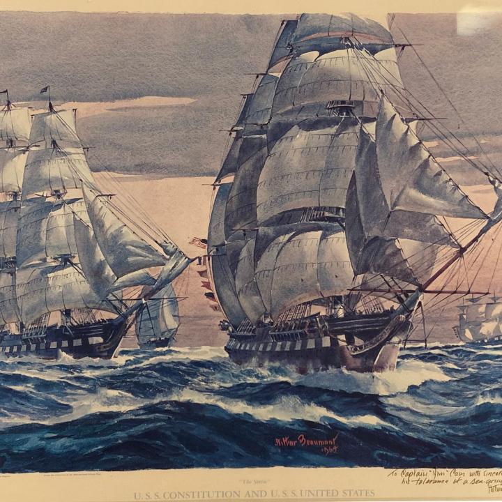 Primary Image of "USS Constitution and USS United States" Inscribed Print
