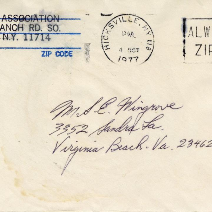 Primary Image of Letter From the Laffey Association to Samuel Wingrove Dated October 1977