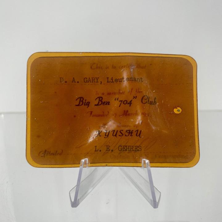 Primary Image of Big Ben "704" Club Membership Card of Donald Gary