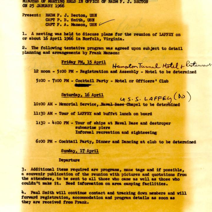 Primary Image of USS Laffey Reunion Planning Meeting Notes