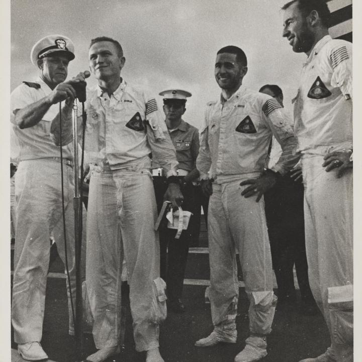 Primary Image of The Crew of Apollo 8 Address The Yorktown Following Their Successful Mission