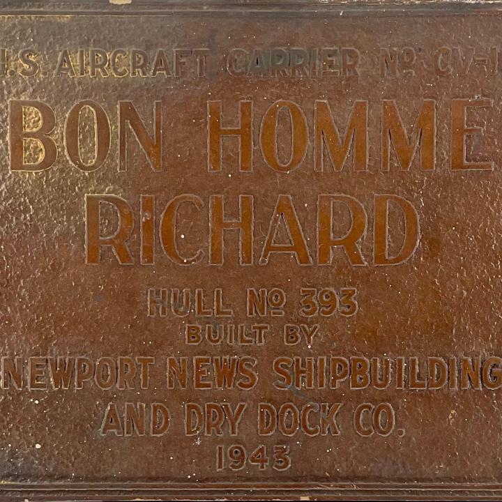 Primary Image of USS Bon Homme Richard (CV-10) Builder's Plate Pattern