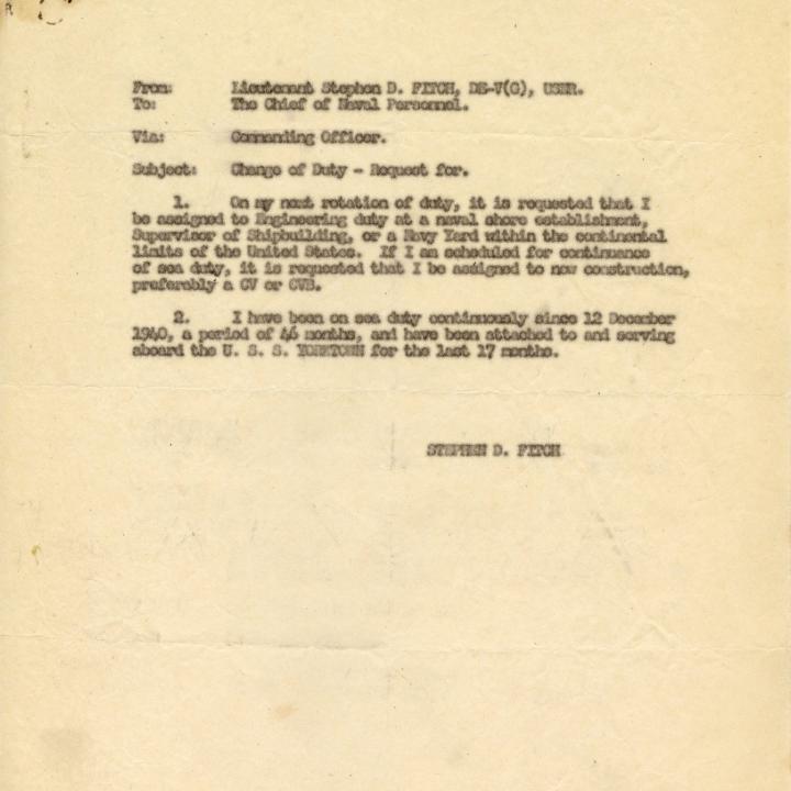 Primary Image of Request for Change of Duty