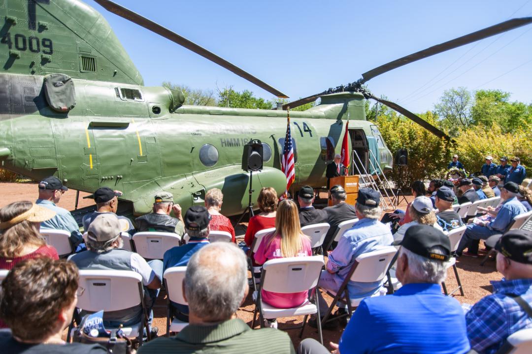 Vietnam Veterans speaking to a crowd