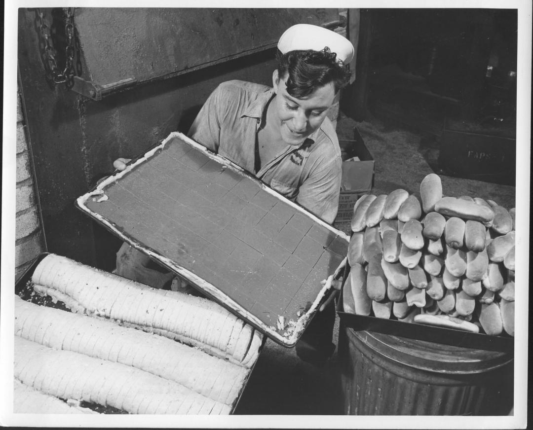 Solider cooking bread