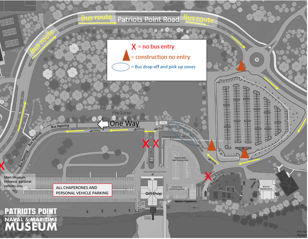 Map of current drop-off, pick-up and parking scheme