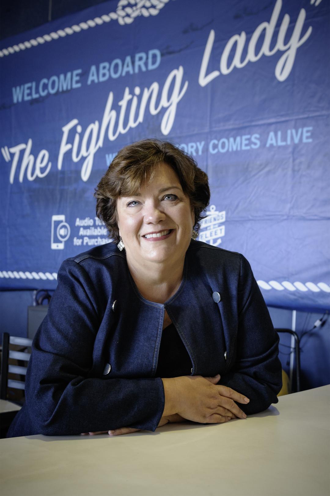 Image of Beverly Hardin at the Welcome Desk at Patriots Point
