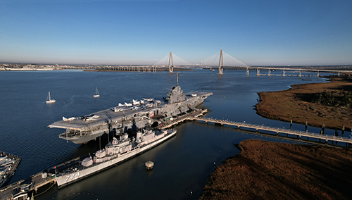 Aerial view of Patriots Point Naval & Maritime Museum