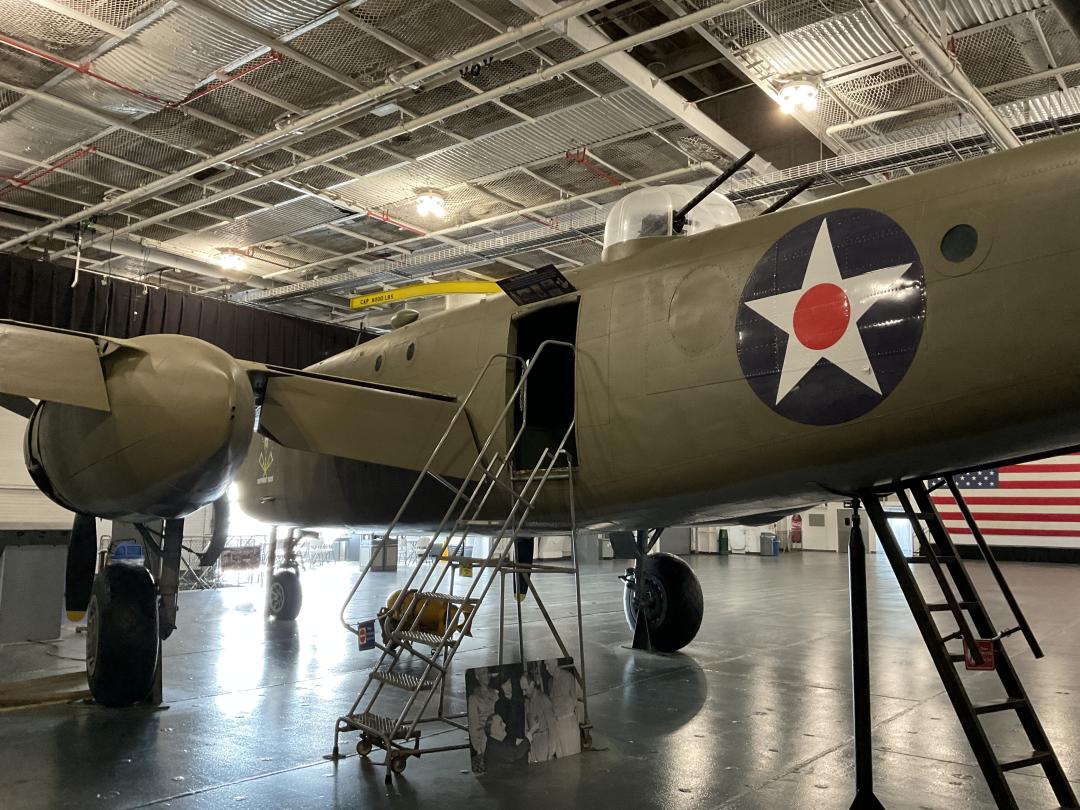 Photo of the side of the B25 Mitchell Bomber on the Hangar Bay