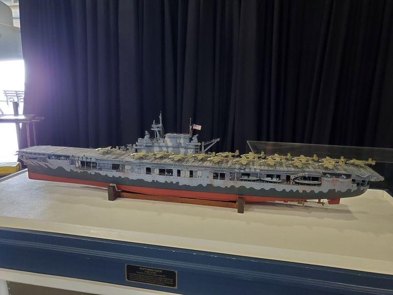 A model of USS Hornet preparing for the Doolittle Raid